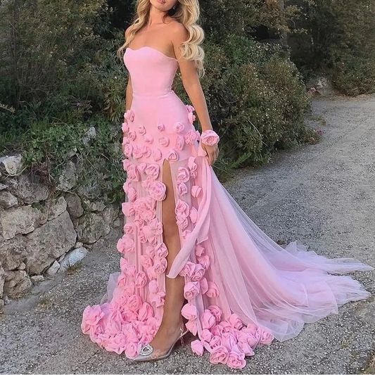 فستان انيق بورود بارزه