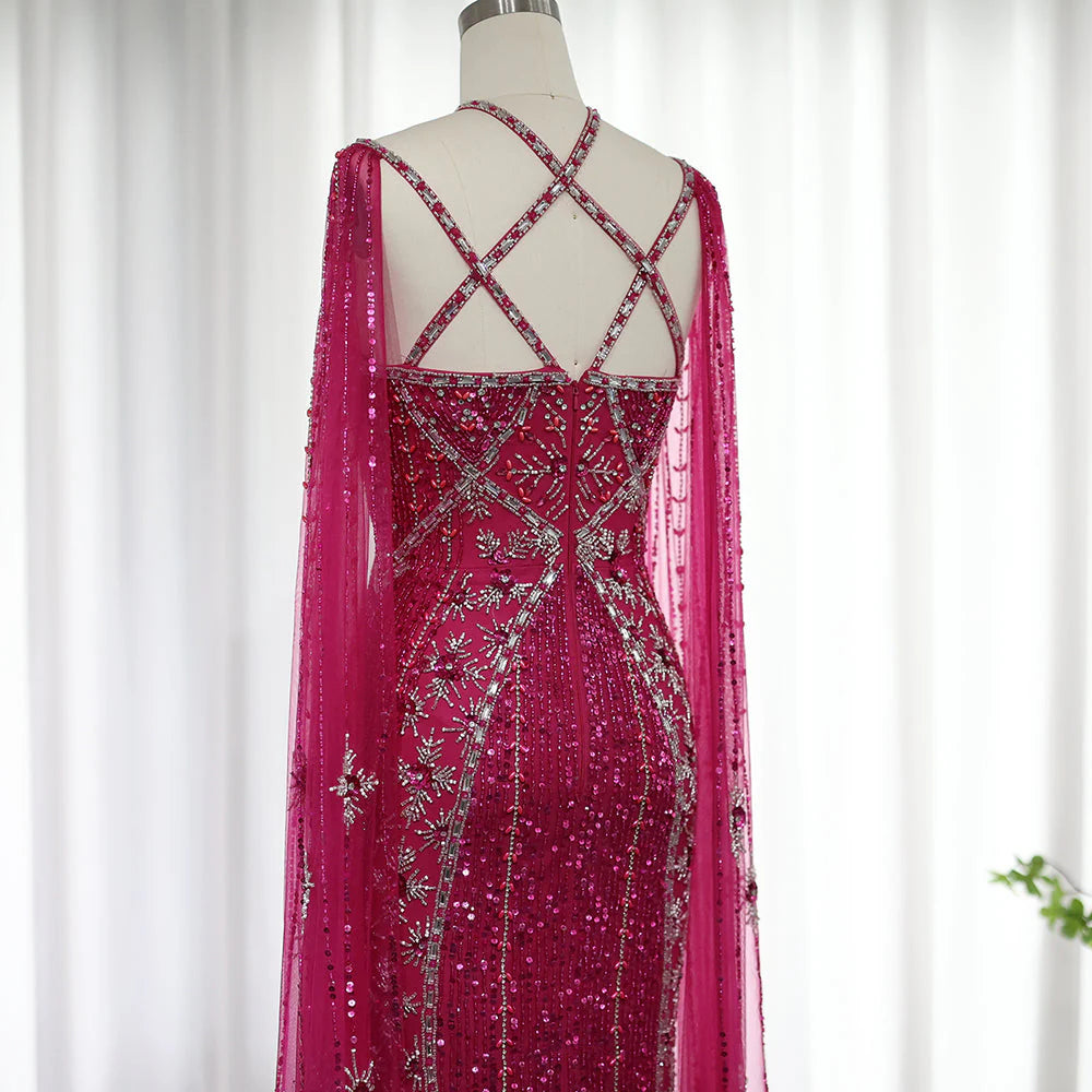 فستان مطرز بموديل حبال على الصدر