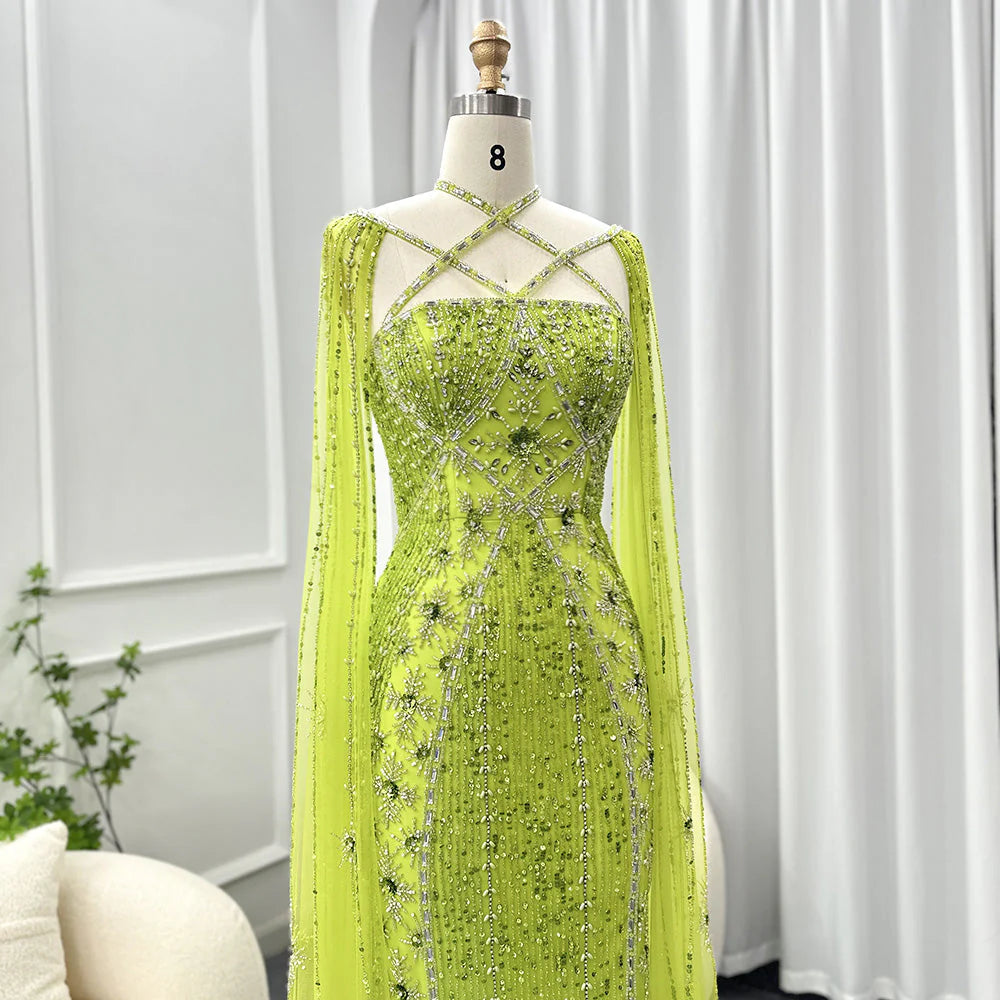 فستان مطرز بموديل حبال على الصدر