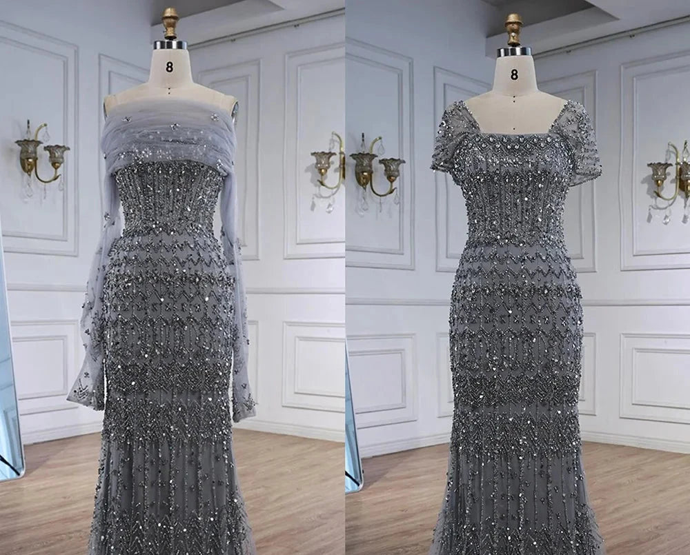 فستان فاخر بتطريز يدوي وتصميم راقي