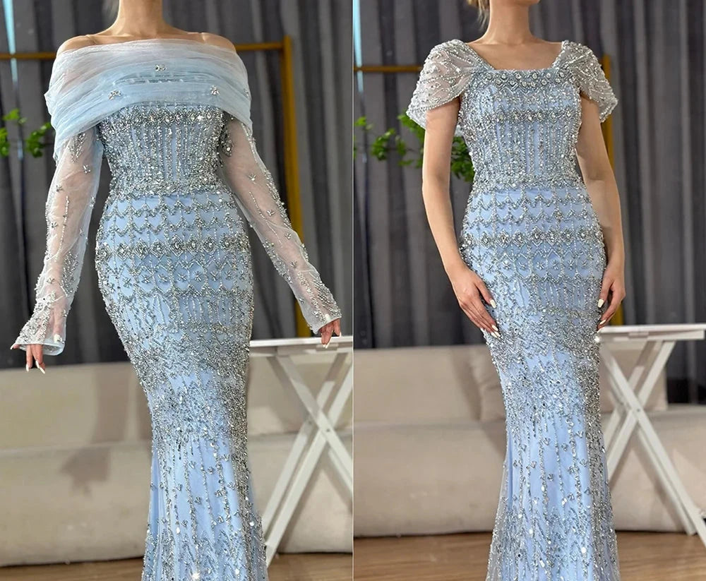 فستان فاخر بتطريز يدوي وتصميم راقي